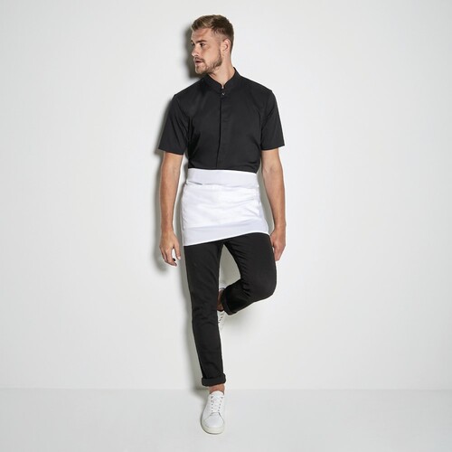 Bargear Men´s Tailored Fit Mandarin Collar Shirt Short Sleeve (Black, 37 (S/14H))