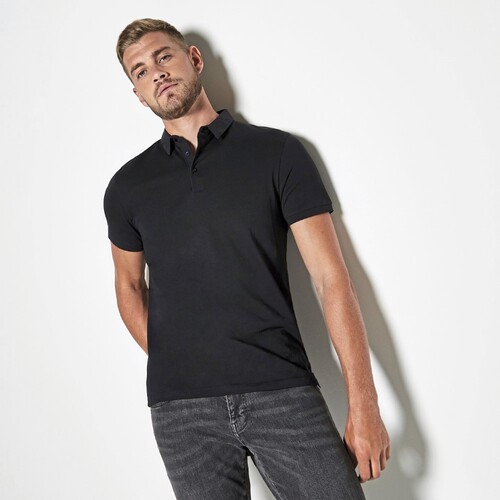 Bargear Men´s Fashion Fit Polo Shirt Short Sleeve (Black, XXL)