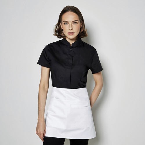 Bargear Women´s Tailored Fit Shirt Mandarin Collar Short Sleeve (Black, 34 (XS/8))