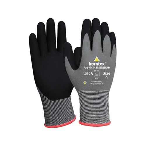 Korntex Elastic Nitrile Foam Gloves Izmir (Black, Grey, 10)