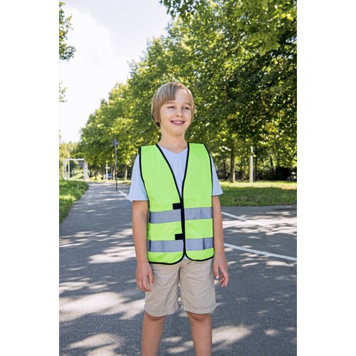 Gilet di sicurezza Hi-Vis per bambini Korntex con cerniera anteriore Aalborg (Green, S (7-12 Jahre))