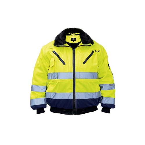 Korntex Robust 4-in-1 Hi-Vis Pilot Jacket Oslo (Signal Yellow, Navy, L)