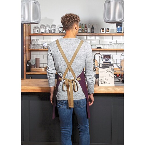 Bib apron urban look with cross straps and pocket