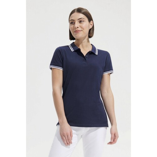 SOL´S Women´s Polo Shirt Pasadena (White, Navy, XXL)
