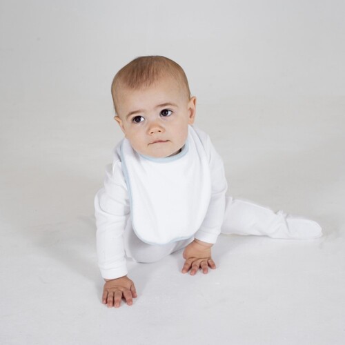 Larkwood Baby Bib (White, Pale Blue, One Size)