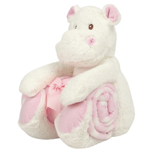 Mumbles Hippo With Blanket (White, Pink, One Size)