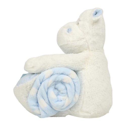 Mumbles Hippo With Blanket (White, Blue, One Size)