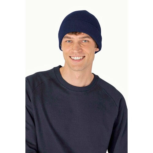 Neutral Beanie 1x1 Rib (Navy, One Size)