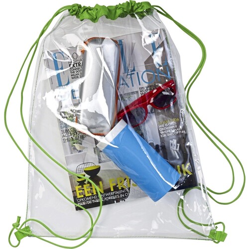 L-merch Transparent PVC Drawstring Backpack (Black, 35 x 0,4 x 44 cm)