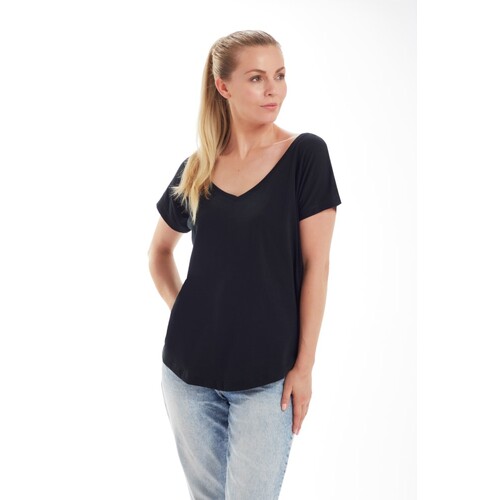 Camiseta holgada con cuello en V para mujer