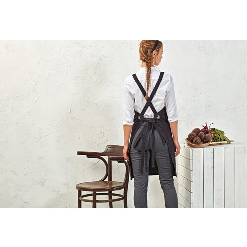 Premier Workwear Cross Back Barista Bib Apron (Black (ca. Pantone Black C), 72 x 86 cm)