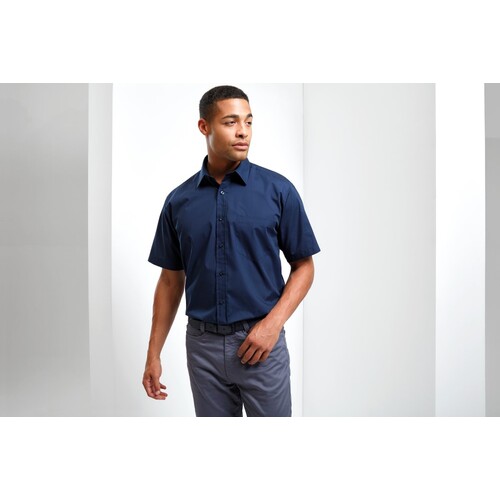 Premier Workwear Men´s Poplin Short Sleeve Shirt (White, 54 (22))