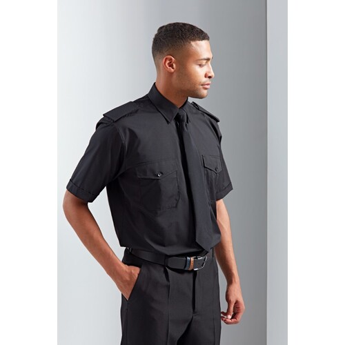 Premier Workwear Pilot Shirt Short Sleeve (Black, 37 (14H))