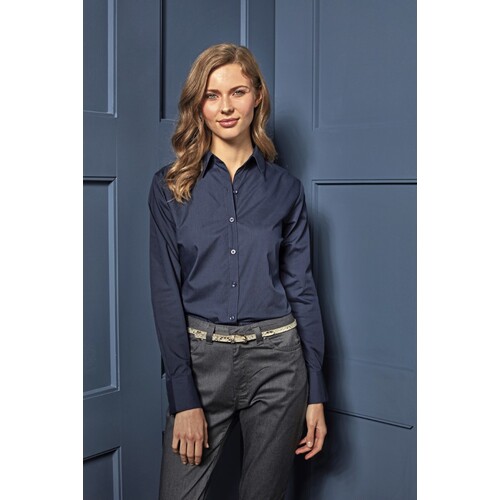 Premier Workwear Women´s Poplin Long Sleeve Blouse (Aqua, 34 (XXS/6))