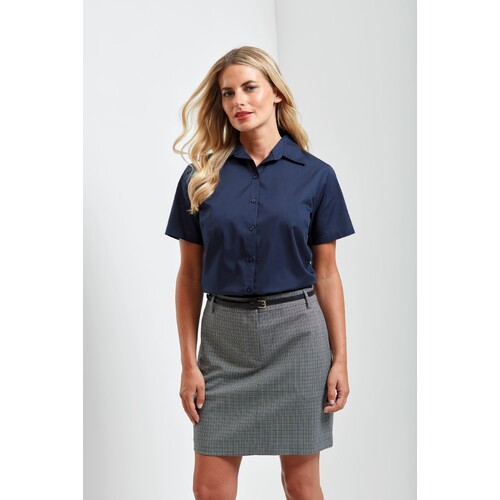 Premier Workwear Women´s Poplin Short Sleeve Blouse (Aqua, 34 (XXS/6))