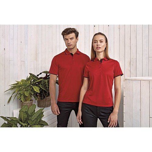 Premier Workwear Men´s Contrast Coolchecker® Polo (Black (ca. Pantone Black C), Lime (ca. Pantone 382C), 4XL)