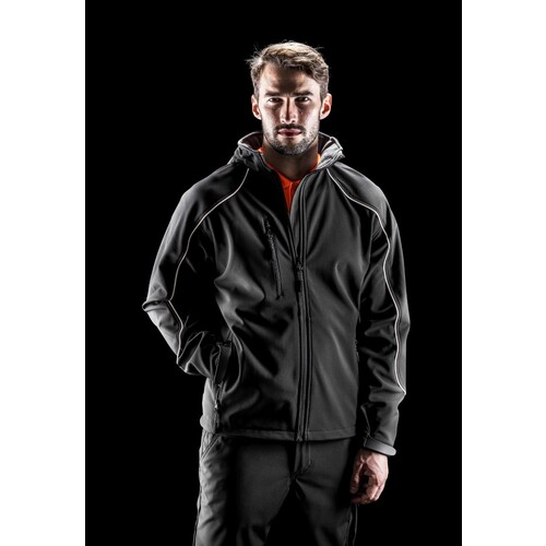 Result WORK-GUARD Hooded Soft Shell Jacket (Red, Black, 3XL)