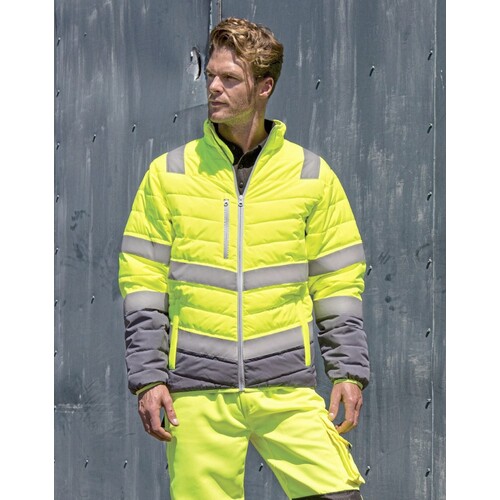 Result Safe-Guard Men´s Soft Padded Safety Jacket (Fluorescent Orange, Grey, 4XL)