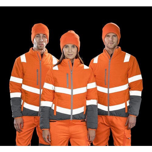 Result Safe-Guard Women´s Soft Padded Safety Jacket (Fluorescent Orange, Grey, XS)