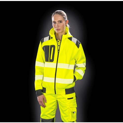 Result Genuine Recycled Recycled Zipped Safety Hoody (Fluorescent Yellow, Black, S)