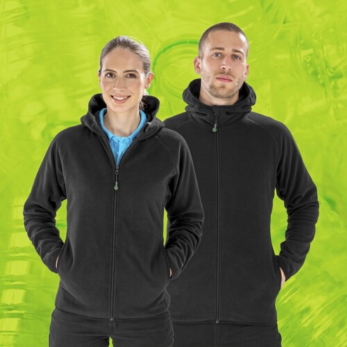 Result Genuine Recycled Recycled Hooded Microfleece Jacket (Black, 3XL)