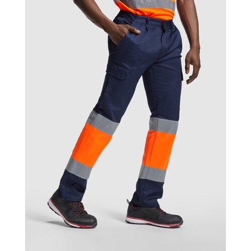Roly Workwear Naos Trousers (Navy Blue 55, Fluor Orange 223, 40)