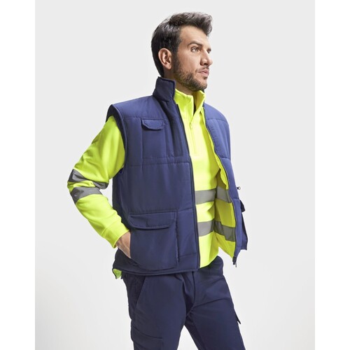 Roly Workwear Vest Persei (Navy Blue 55, Fluor Yellow 221, S)