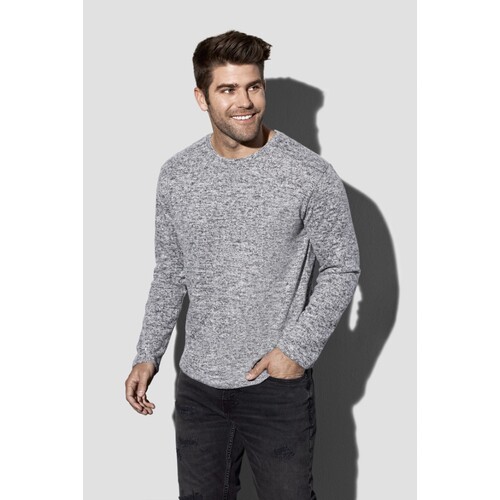 Stedman® Knit Long Sleeve Sweater (Dark Grey Melange, S)