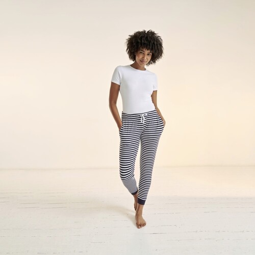 Pantalones con puños para mujer SF (Heather Grey, White Stars, XXL)