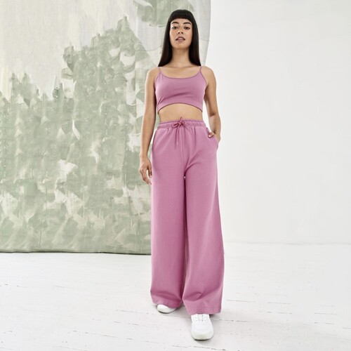 SF Femmes Mode durable Joggers à jambes larges (Rose foncé, L)