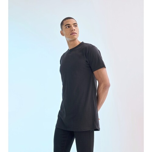SF Men Men´s Longline T-Shirt With Dipped Hem (Black, S)