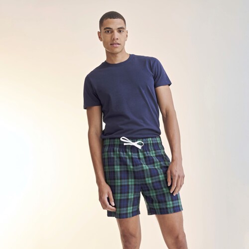 SF Men Men´s Tartan Lounge Shorts (Red-Navy Check, XL)