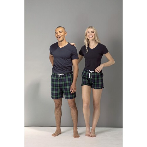 SF Men Men´s Tartan Lounge Shorts (Navy-Green Check, XS)