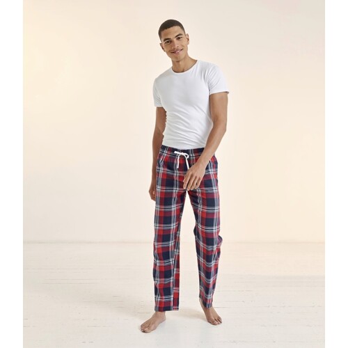 SF Men Men's Tartan Lounge Pants (Red-Navy Check, 3XL)