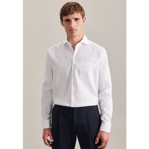 Camicia da uomo Seidensticker regular fit Oxford a maniche lunghe (White, 42)