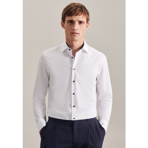Seidensticker Men´s Shirt Poplin Shaped Fit Long Sleeve (White, 46)