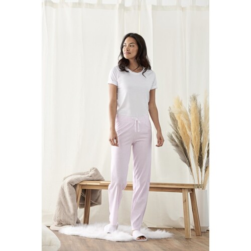 Set pigiama a pantalone lungo in borsa di Towel City (White, Pink, White Stripe, 3XL)