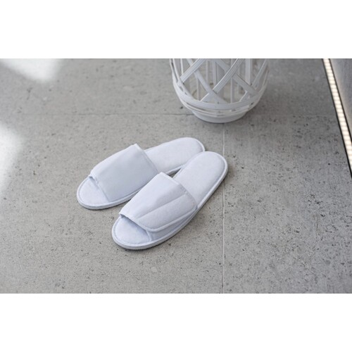 Towel City Open Toe Slipper With Hook And Loop Fastening (White, 36-41 (4-7))