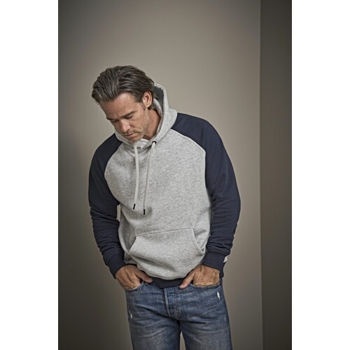 Tee Jays Two-Tone Hooded Sweatshirt (Heather Grey, Dark Grey (Solid), S)