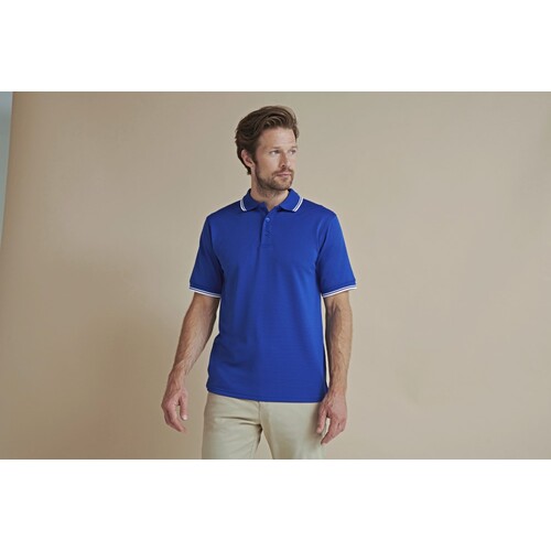 Henbury Men´s Coolplus® Short Sleeved Tipped Polo Shirt (Royal, White, 3XL)