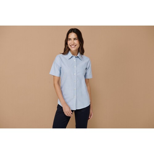 Camisa Oxford clásica de manga corta para mujer