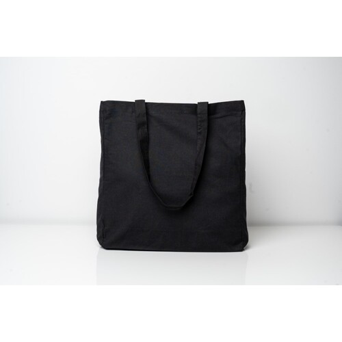 Printwear Cotton Bag Side Fold Long Handles (Black, 38 x 42 x 10 cm)