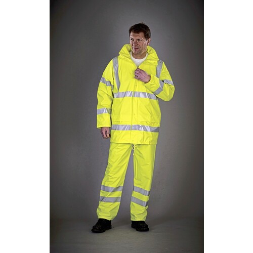 YOKO Hi-Vis Soft Flex Breathable Rain Trousers (Hi-Vis Yellow, S)