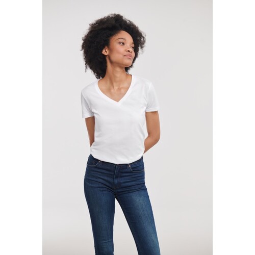 T-shirt à col en V bio pur pour femme