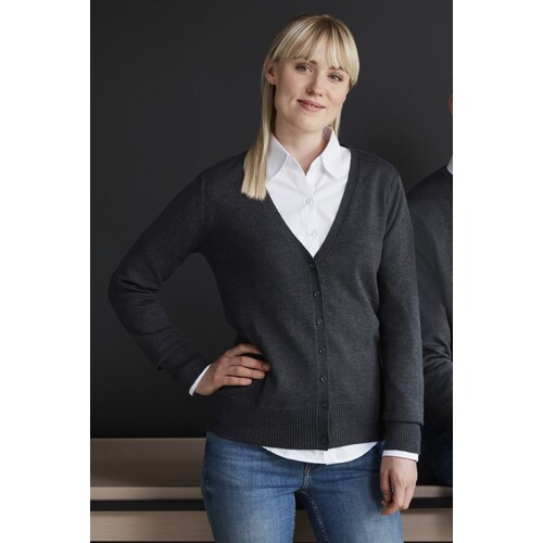 Ladies` V-Neck Knitted Cardigan