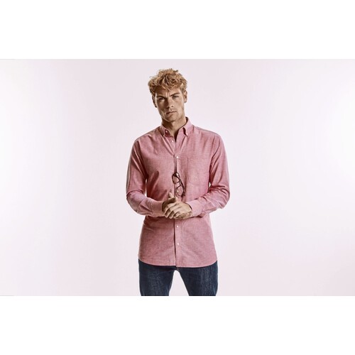 Men`s Long Sleeve Tailored Washed Oxford Shirt