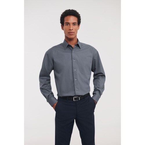 Russell Collection Men´s Long Sleeve Classic Polycotton Poplin Shirt (French Navy, 4XL (49/50))