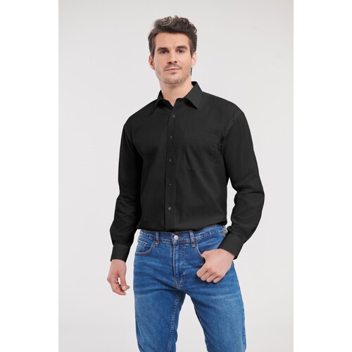 Men`s Long Sleeve Classic Pure Cotton Poplin Shirt