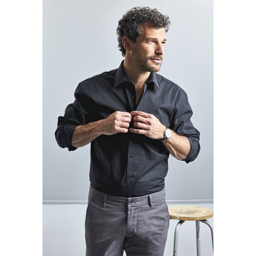 Men`s Long Sleeve Classic Pure Cotton Poplin Shirt