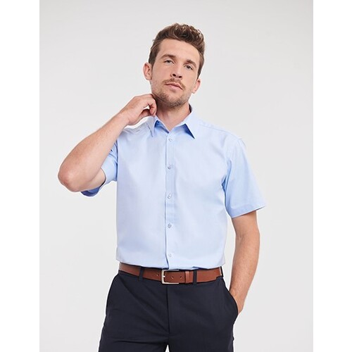 Men`s Short Sleeve Tailored Herringbone Shirt